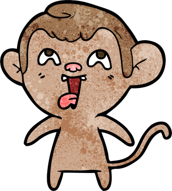 Bir insan tarafından çizilmiş çılgın çizgi film maymunu