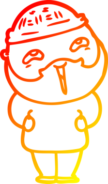 Bir insan tarafından çizilmiş mutlu sakallı bir adamın çizgi çizimi.