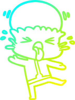 Bir insan tarafından çizilmiş garip bir çizgi film uzaylısının soğuk gradyan çizimi