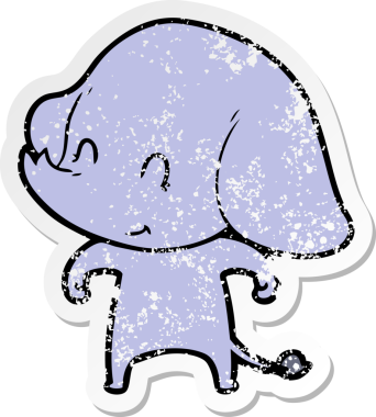 Bir insan tarafından çizilmiş şirin bir filin sıkıntılı çıkartması