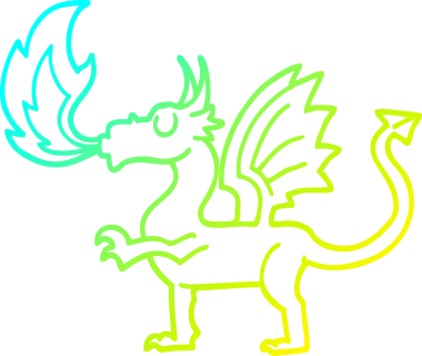 Bir insan tarafından çizilen kırmızı ejderhanın soğuk çizgi çizimi.