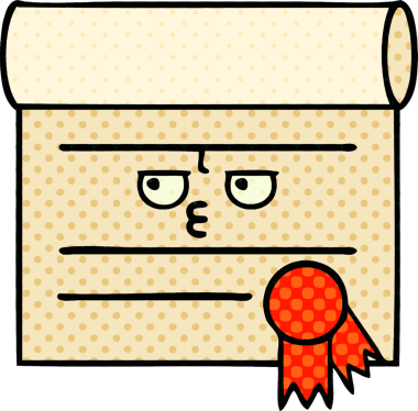 bir insan tarafından çizilmiş bir sertifikanın çizgi roman tarzı