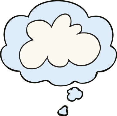 Bir insan tarafından çizilmiş düşünce baloncuklu karikatür dekoratif bulut sembolü