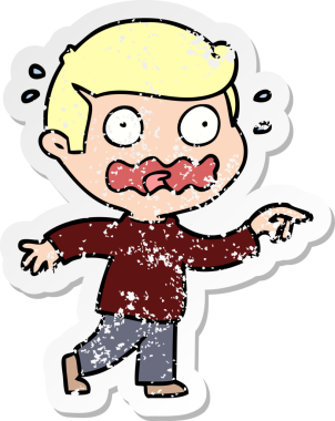 Bir insan tarafından çizilmiş stresli bir çizgi film çıkartması.