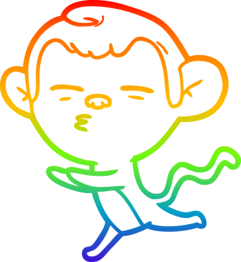 Gökkuşağı gradyan çizgi çizimi Bir insan tarafından çizilmiş şüpheli maymun