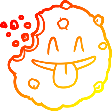 Bir insan tarafından çizilmiş çizgi film kurabiyesinin sıcak gradyan çizimi