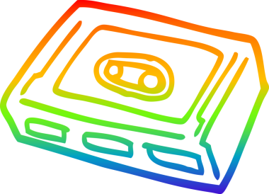 gökkuşağı gradyan çizgi çizimi bir insan tarafından çizilmiş eski bir kaset.