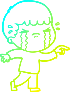 Bir insan tarafından çizilmiş ağlayan bir çizgi film karakteri çizimi.