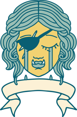 Retro Dövme Biçimi Ağlayan Ork düzenbaz karakter yüzü Bir insan tarafından çizilmiş