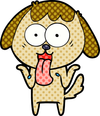 Bir insan tarafından çizilmiş şirin bir çizgi film köpeği.