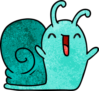 desenli çizgi film çizimi kawaii bir insan tarafından çizilmiş mutlu sevimli salyangoz