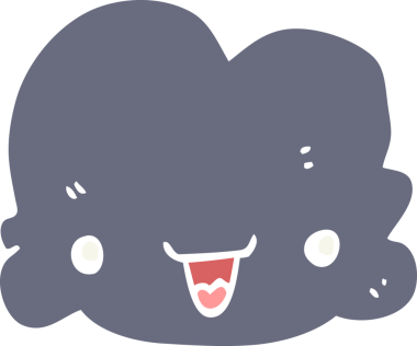 Düz renkli çizgi film Bir insan tarafından çizilmiş küçük mutlu bulut