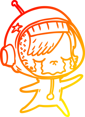 Bir insan tarafından çizilmiş, ağlayan astronot bir kızın sıcak çizgi çizimi