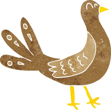 Bir insan tarafından çizilmiş çizgi film kuşu.