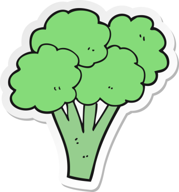 Bir insan tarafından çizilmiş karikatür brokoli çıkartması.