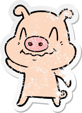 Bir insan tarafından çizilmiş sinirli bir domuzun sıkıntılı çıkartması.