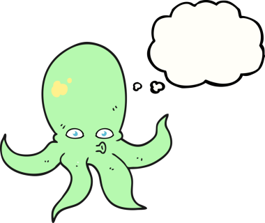 Bir insan tarafından çizilmiş serbest çizim baloncuk ahtapot.