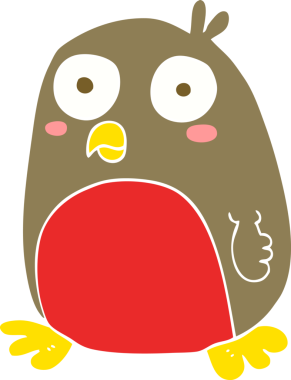 Bir insan tarafından çizilmiş noel ardıçkuşunun düz renk çizimi