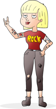 Bir insan tarafından çizilmiş serbest çizim rock kızı.
