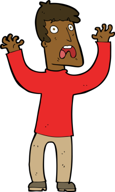 Bir insan tarafından çizilmiş korkmuş bir adam.