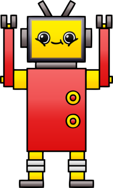 Bir insan tarafından çizilmiş bir robotun gölgelenmiş çizimi