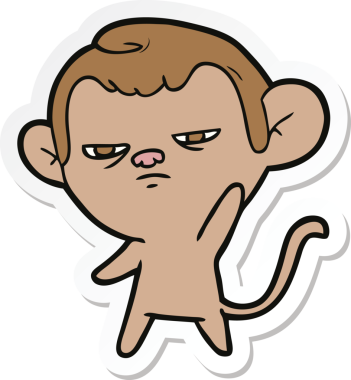 Bir insan tarafından çizilmiş çizgi film maymununun çıkartması.