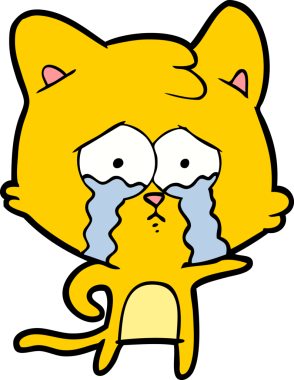 Bir insan tarafından çizilmiş ağlayan kedi çizgi filmi.