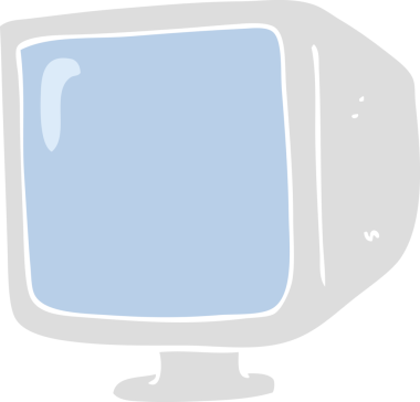 Bir insan tarafından çizilmiş eski bilgisayar monitörünün düz renk çizimi
