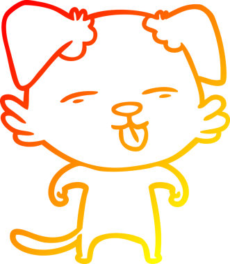 İnsan tarafından çizilmiş bir çizgi film köpeğinin sıcak çizgi çizimi.