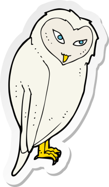 Bir insan tarafından çizilmiş bir baykuşun çıkartması.