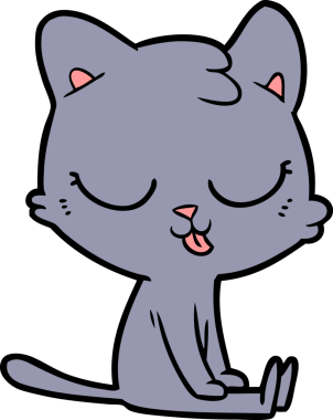 Bir insan tarafından çizilmiş çizgi film kedisi.