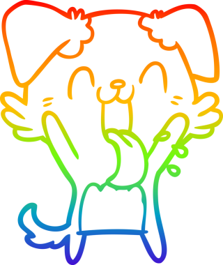 Bir insan tarafından çizilmiş nefes nefese kalmış bir köpeğin çizdiği gökkuşağı gradyanı çizimi