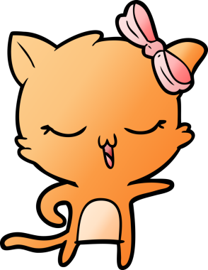 Bir insan tarafından çizilmiş kafasında yay olan çizgi film kedisi.