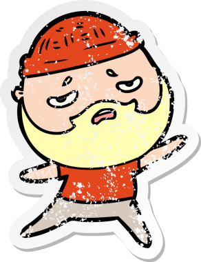 Bir insan tarafından çizilmiş sakallı endişeli bir karikatür çıkartması.