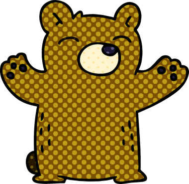 Bir insan tarafından çizilmiş tuhaf çizgi film ayısı.