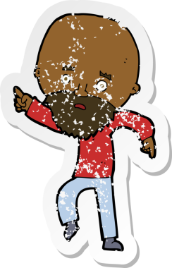 İnsan tarafından çizilmiş endişeli yaşlı bir adamın çizdiği bir çizgi filmin gerilimli çıkartması.