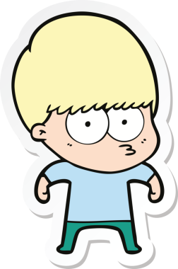 Bir insan tarafından çizilmiş sinirli bir çizgi film çocuğunun çıkartması.