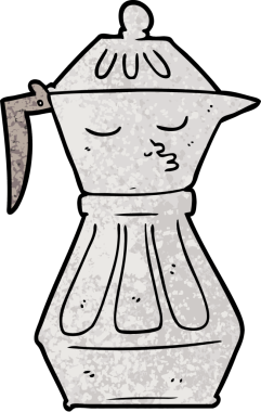 Bir insan tarafından çizilmiş kahve demliği.