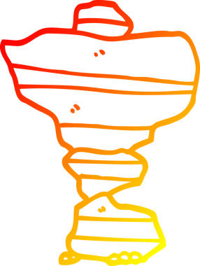 Bir insan tarafından çizilmiş istiflenmiş taş karikatürünün sıcak gradyan çizimi