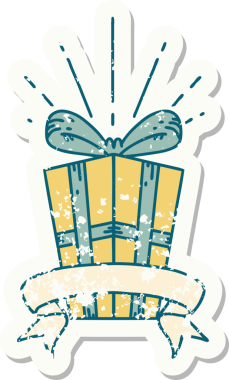 Bir insan tarafından çizilmiş dövme stili eski bir çıkartma.