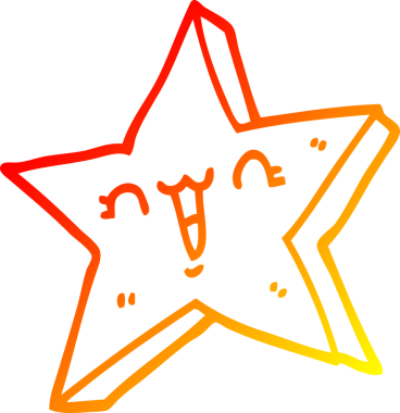 Bir insan tarafından çizilmiş sevimli bir çizgi film yıldızının sıcak çizgi çizimi