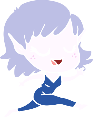 Bir insan tarafından çizilen mutlu düz renkli çizgi film elf kızı