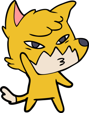 Bir insan tarafından çizilmiş akıllı çizgi film tilkisi.