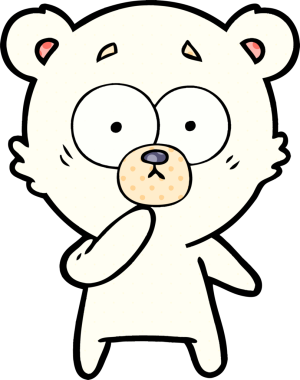 Bir insan tarafından çizilmiş gergin bir kutup ayısı çizgi filmi.