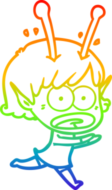 gökkuşağı gradyan çizimi bir çizgi film şok uzaylı kız bir insan tarafından çizildi