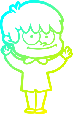 Bir insan tarafından çizilmiş mutlu bir çizgi film karakteri çizimi.