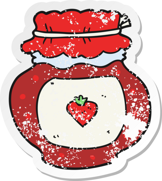 Bir insan tarafından çizilmiş reçel kavanozunun gerilimli retro etiketi.