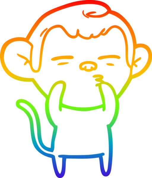 Gökkuşağı gradyan çizgi çizimi Bir insan tarafından çizilmiş şüpheli maymun