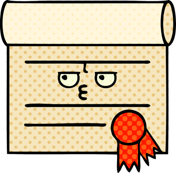 bir insan tarafından çizilmiş bir sertifikanın çizgi roman tarzı