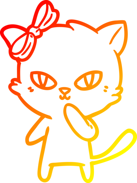 Bir insan tarafından çizilmiş sevimli bir çizgi film kedisinin sıcak çizgi çizgisi.